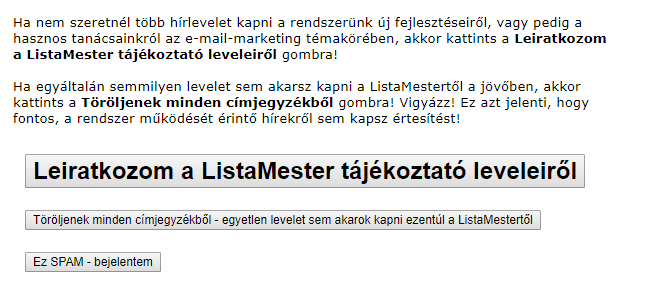 Listamester - kézikönyv - Űrlapok - Leiratkozás