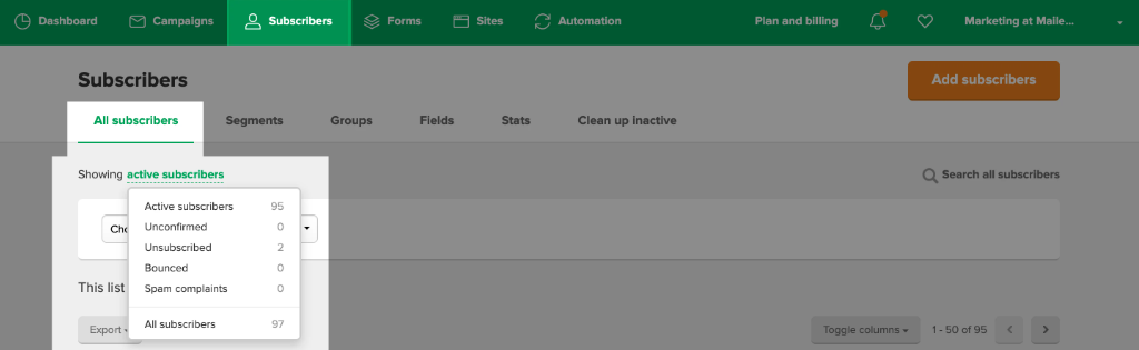 MailerLite- Subscribers