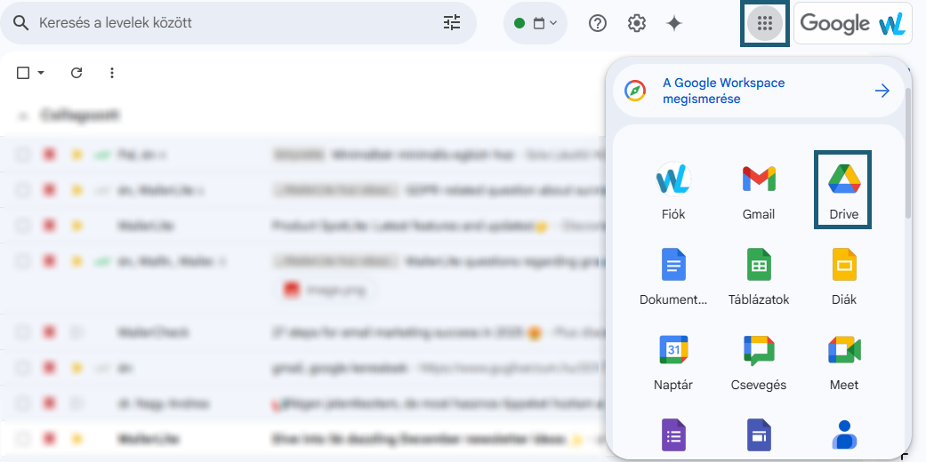 Google Drive megnyitása