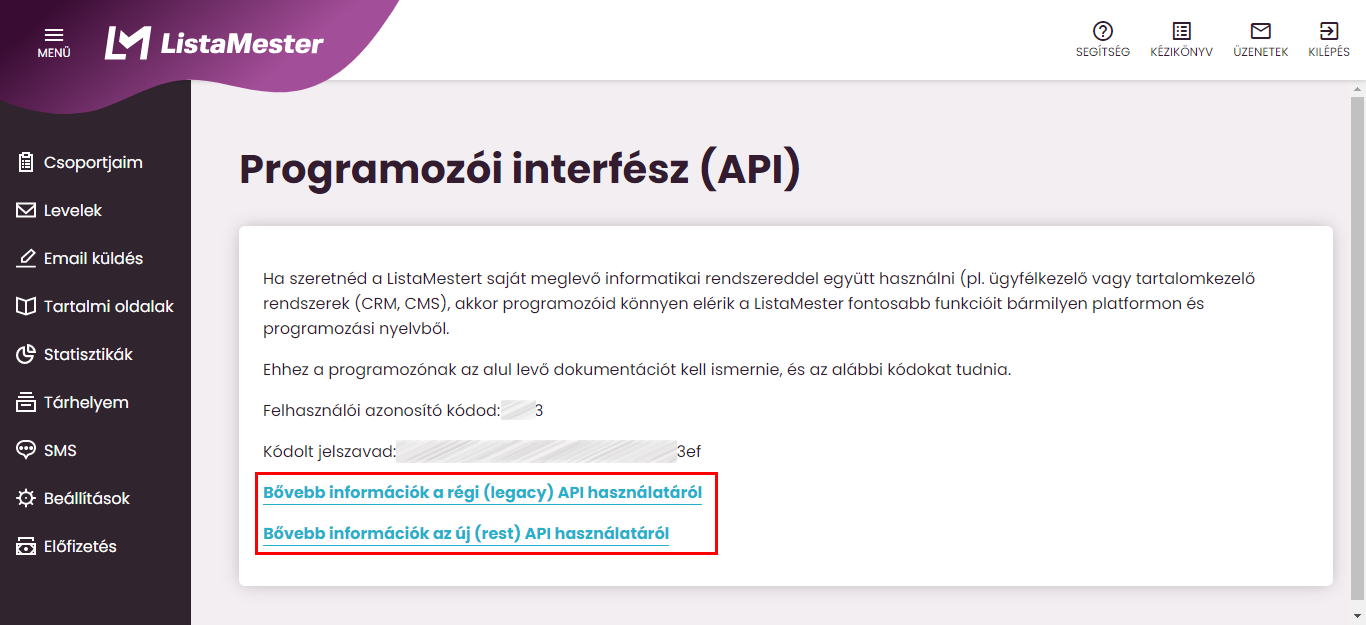 Listamester - Kézikönyv - API (programozóid interfész) (2)