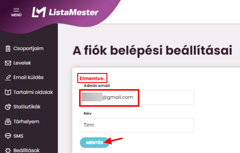 E-mail cím megváltoztatása