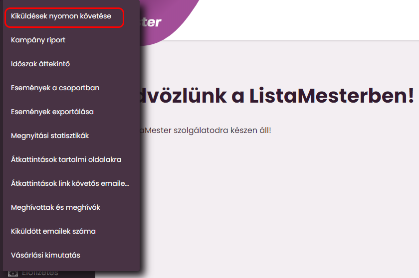 Listamester - Kézikönyv - Levelek kiküldésének nyomon követése