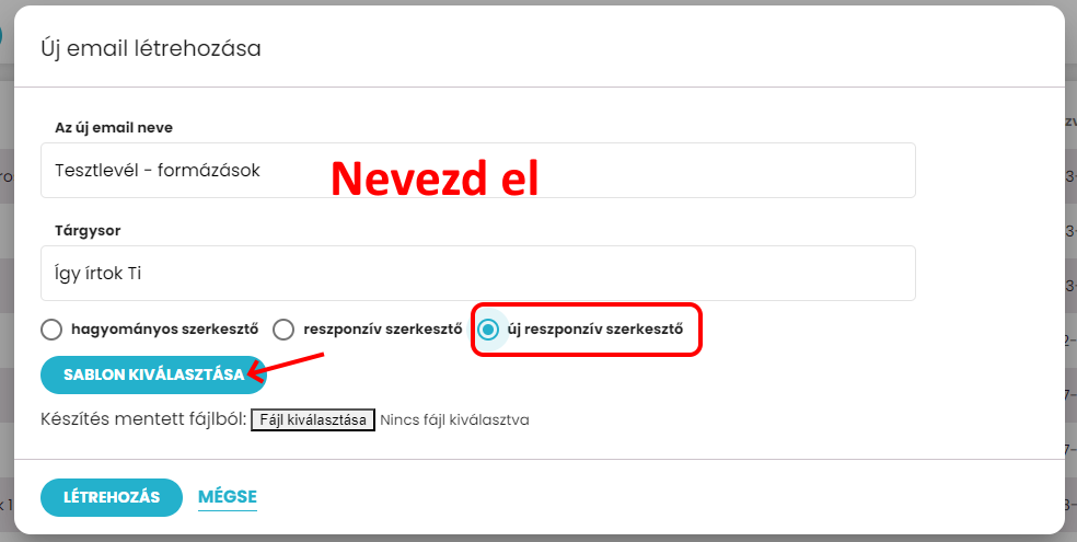 Listamester - Kézikönyv - Levelek- Levél létrehozása - reszponzív