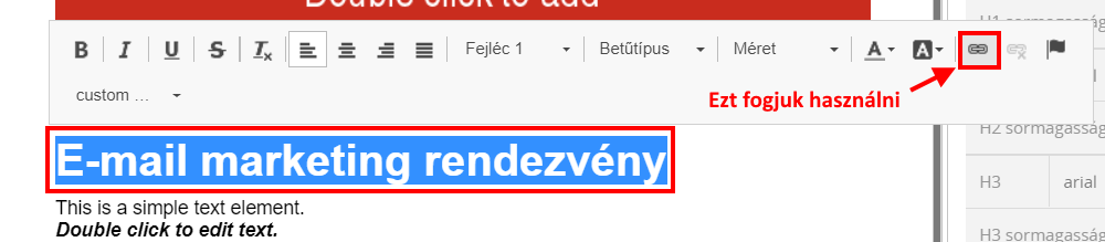 Listamester - Kézikönyv - levelek -Hivatkozás beillesztése/módosítása