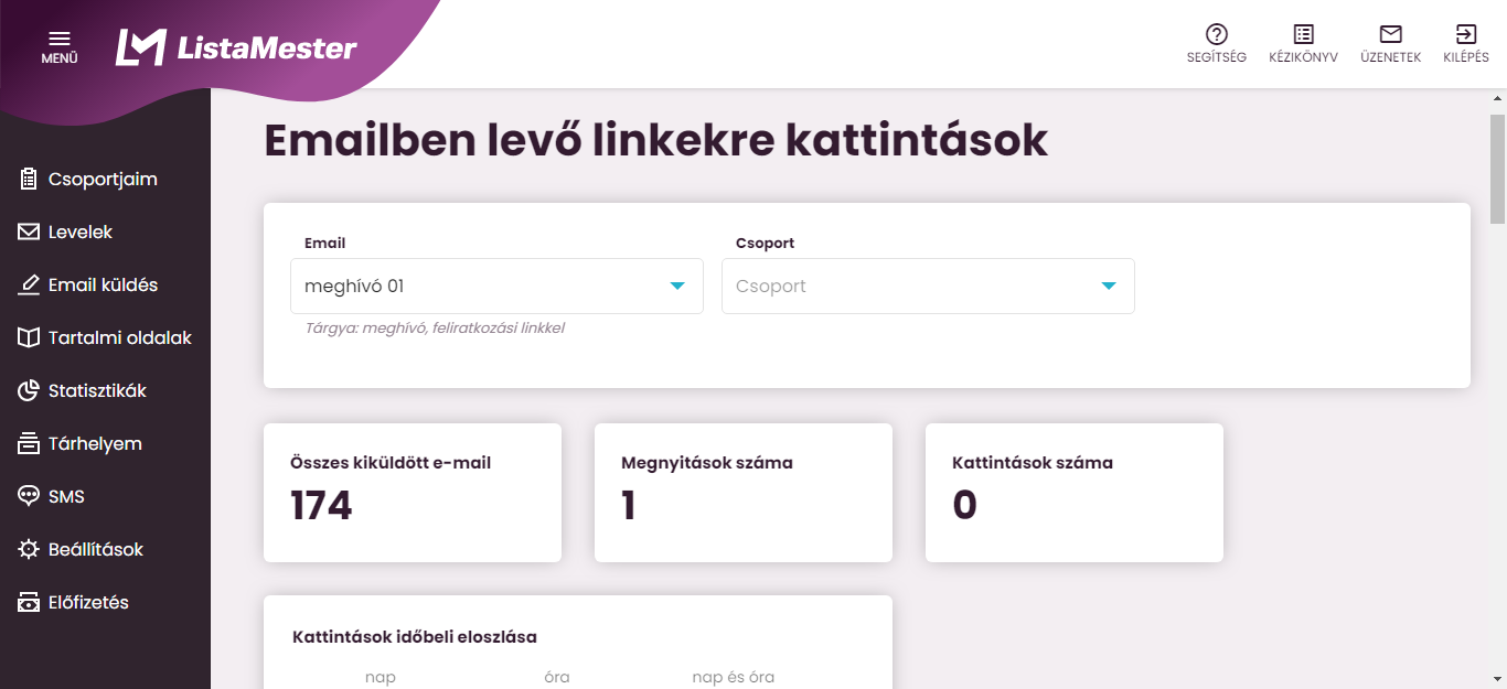 Listamester - Kézikönyv - Átkattintások link követős emailekben