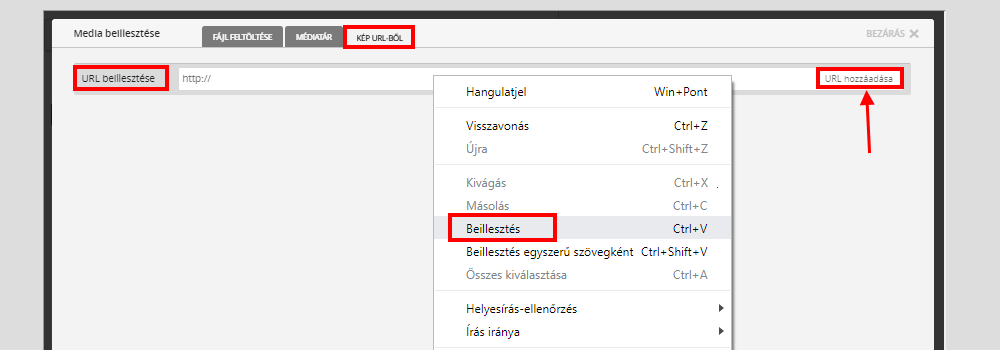 Listamester - Kézikönyv - levelek - kép beillesztése - URL-ből