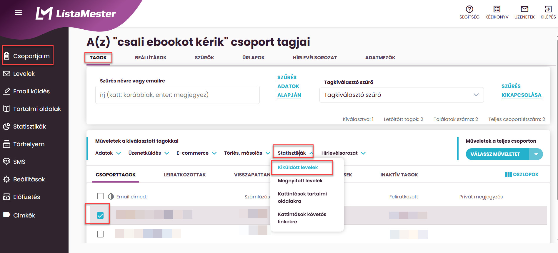 ListaMester - Útmutató - email küldési archívum
