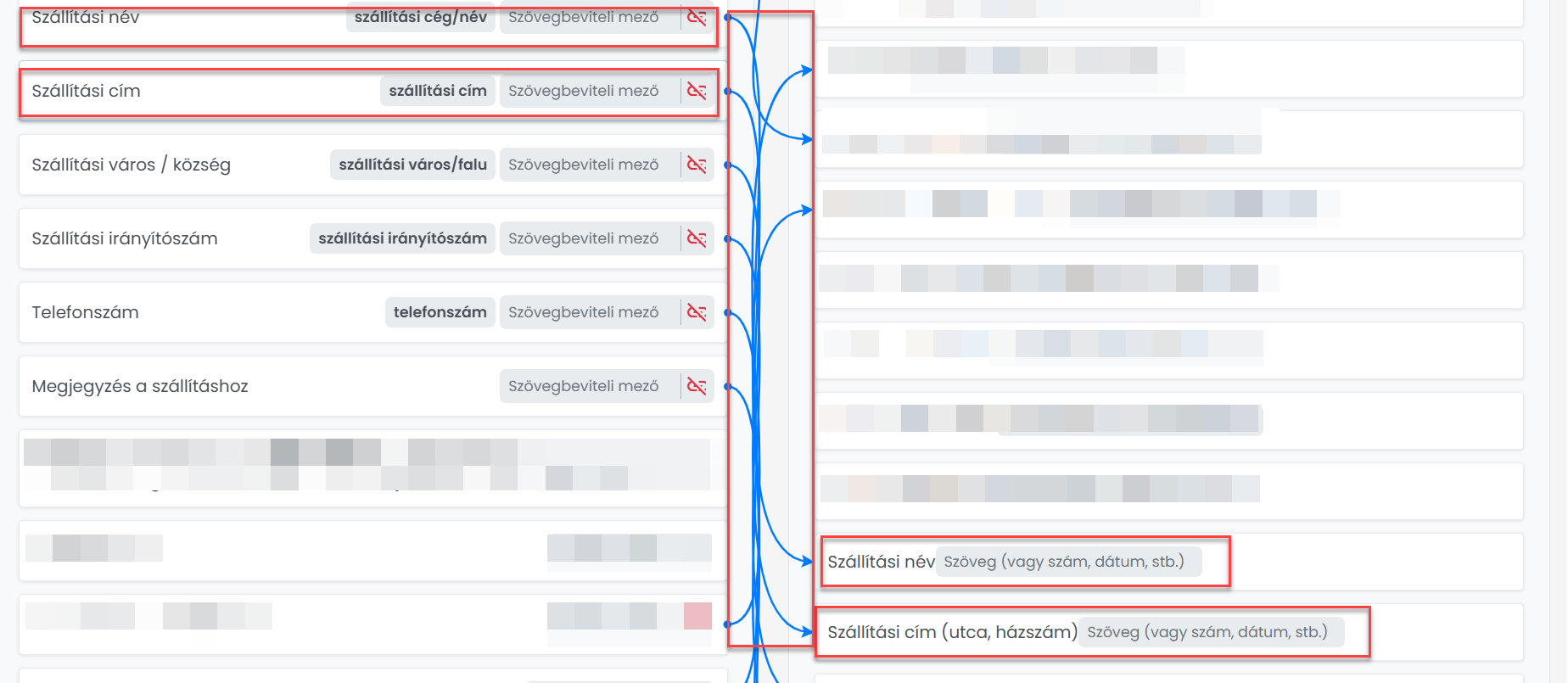 ListaMester - Útmutatók - Szállítási adatmezők összekötése