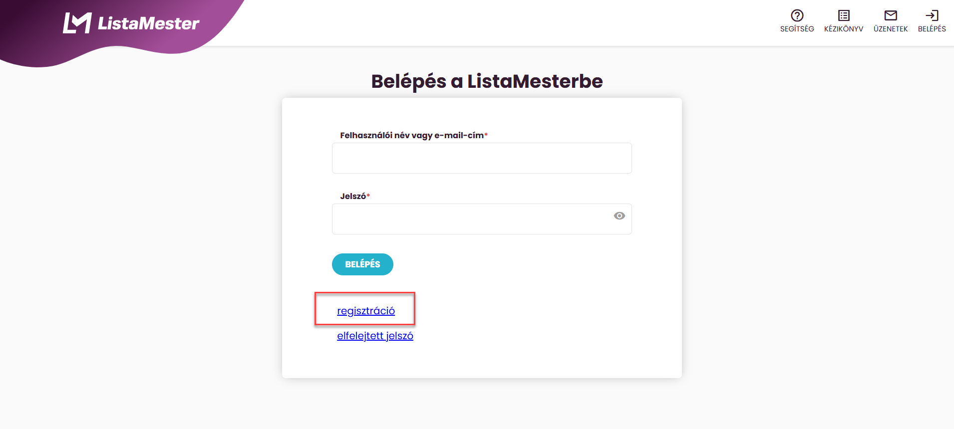 Listamester - Kézikönyv -Mielott hasznalni kezdened - Regisztracio