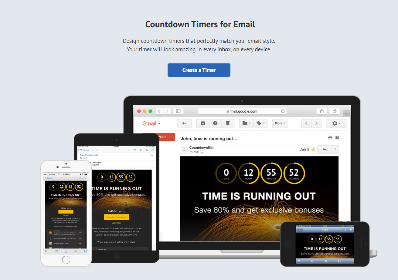 Útmutató - Visszaszámláló - Countdownmail -a Countdownmail weboldal kezdőoldala