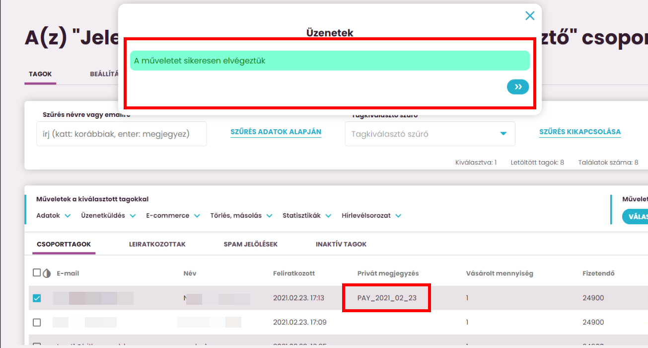ListaMester - Útmutató - Befizetés jóváhagyása