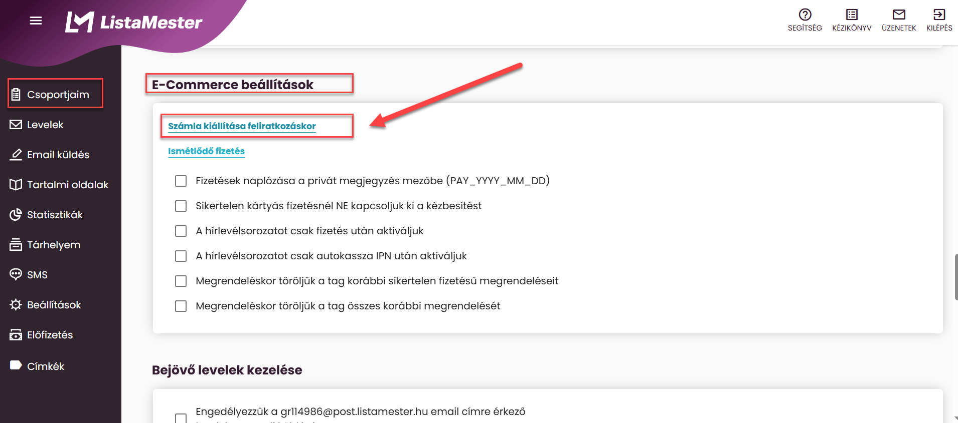 ListaMester - Útmutató - Számlakiállítás beállítása