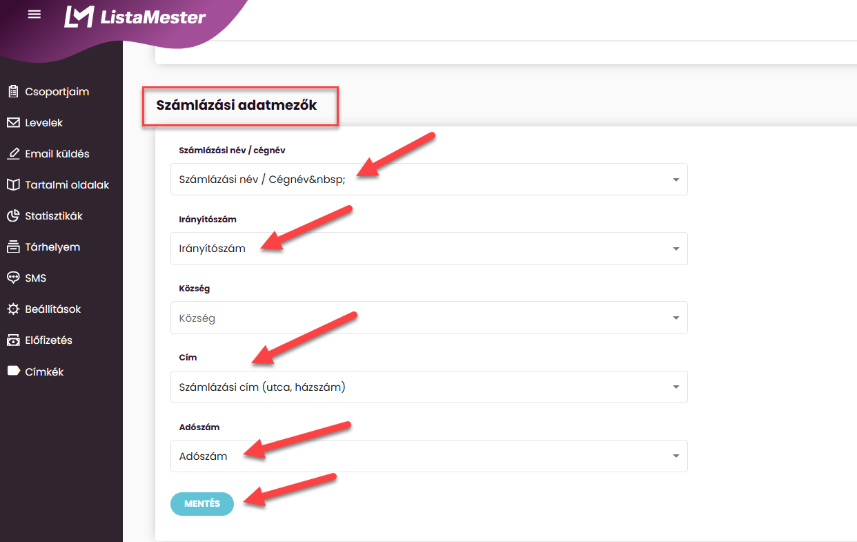 ListaMester - Útmutató - Több termék egy oldalon - Adatmezők összekötése