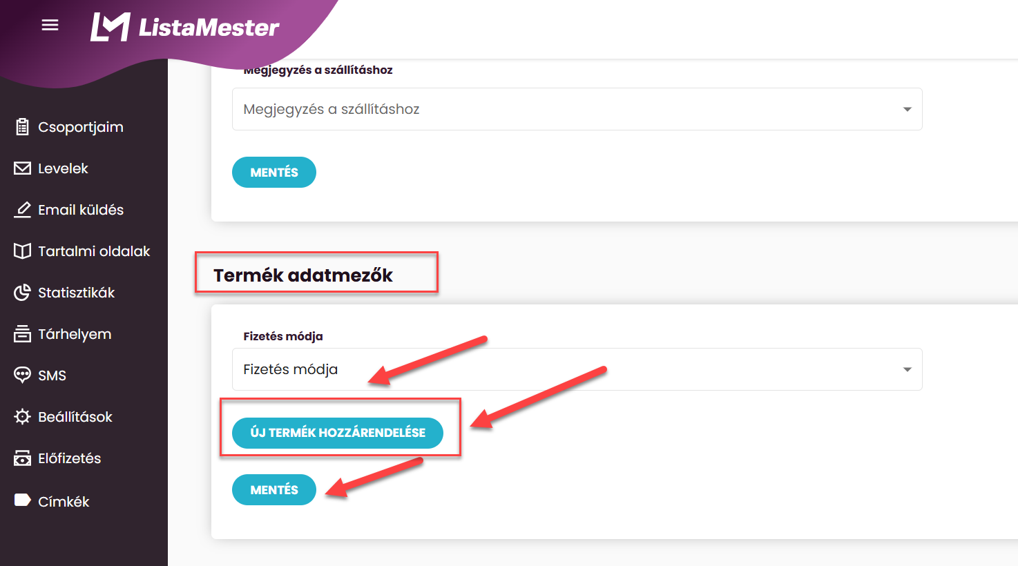 ListaMester - Útmutató - Több termék egy oldalon - Termékek hozzárendelése