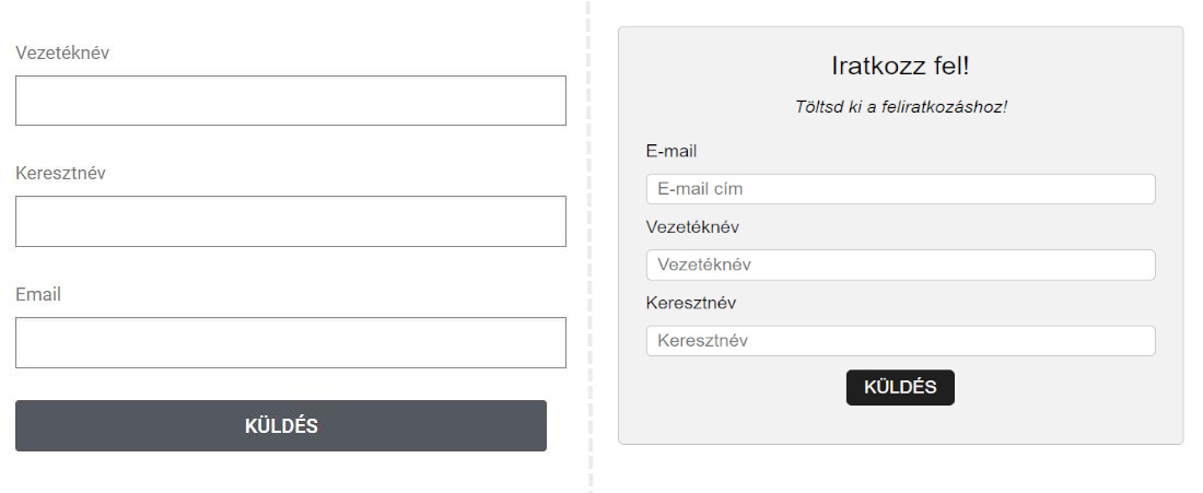 Listamester - Útmutatók - Elementor - Űrlapok összehasonlítása