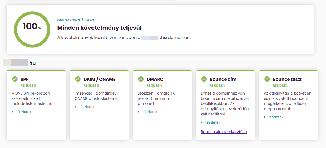 ListaMester - Útmutató - Kézbesítési megfelelőség - Minden kész
