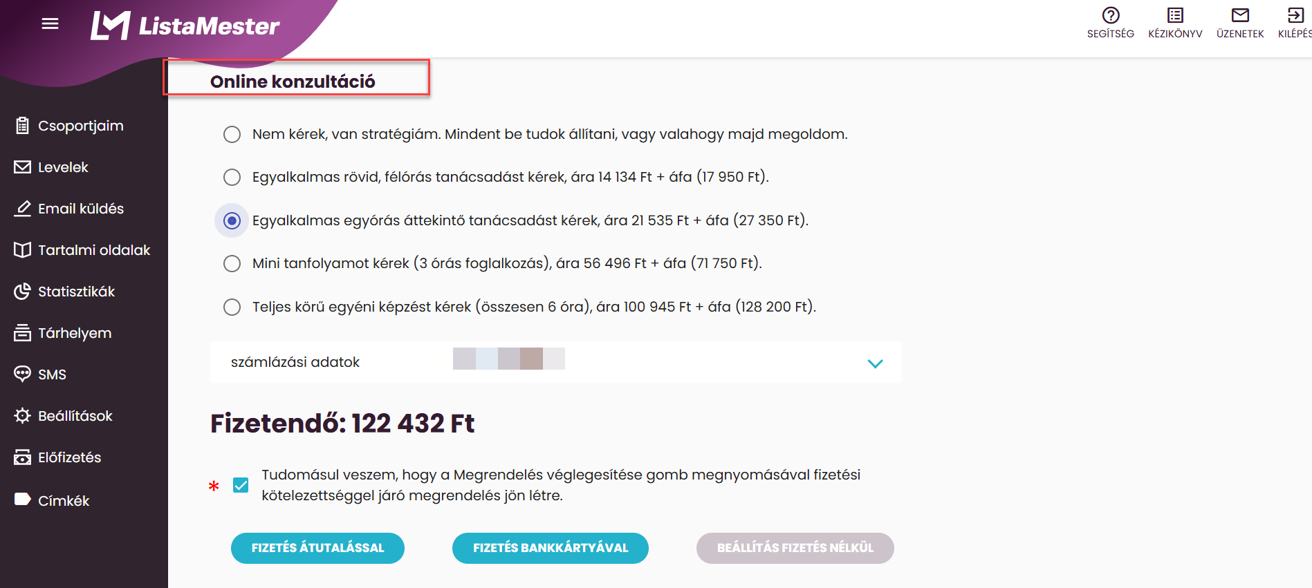 ListaMester - Útmutató - Online konzultáció