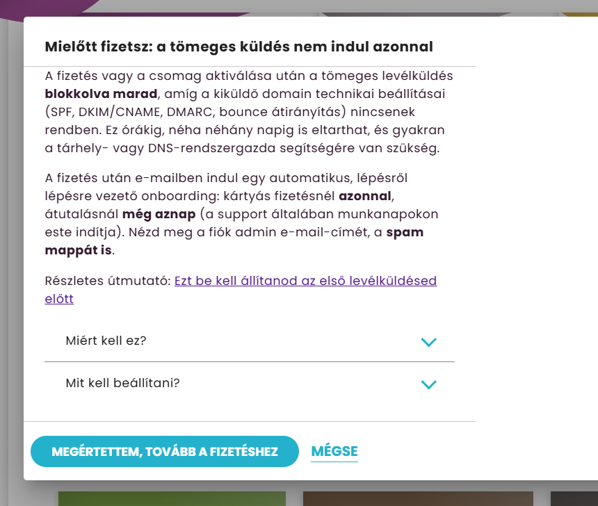ListaMester - Útmutató - Előfizetés figyelmeztető ablak - Technikai beállítások