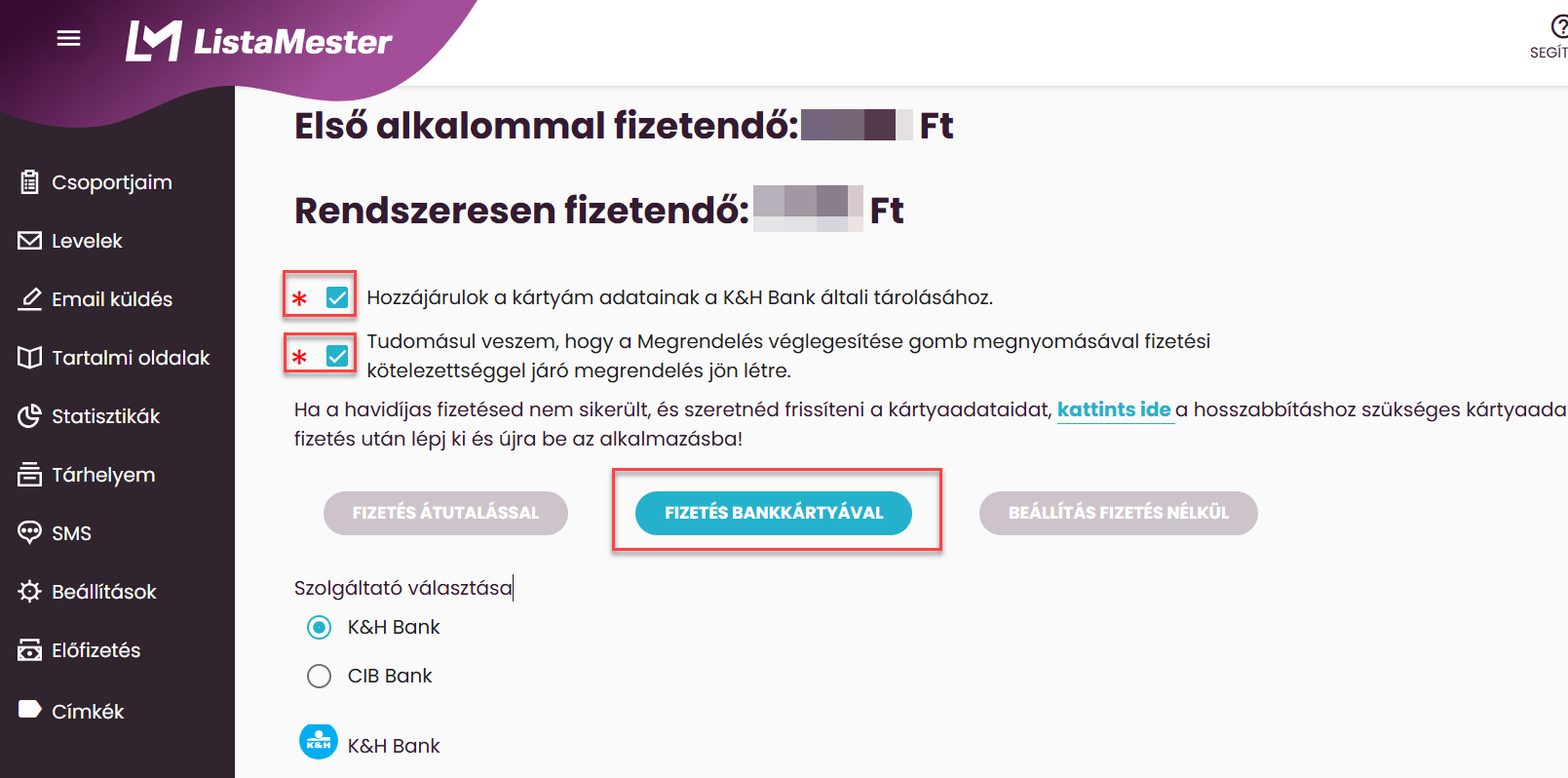 ListaMester - Útmutató - Előfizetés