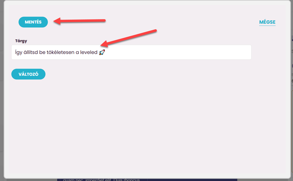 Listamester - Útmutató - Reszponzív levélszerkesztő - Tárgysor