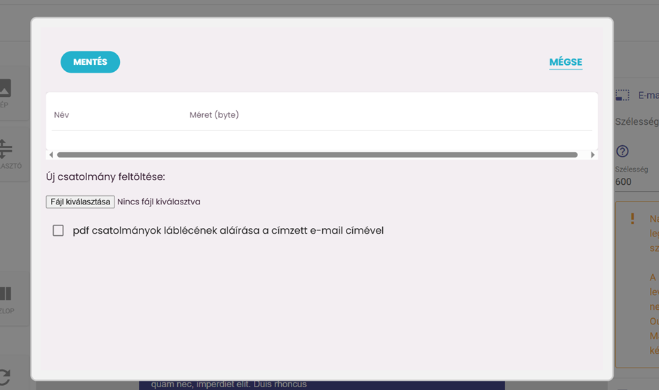 Listamester - Útmutató - Reszponzív levélszerkesztő - Csatolmányok