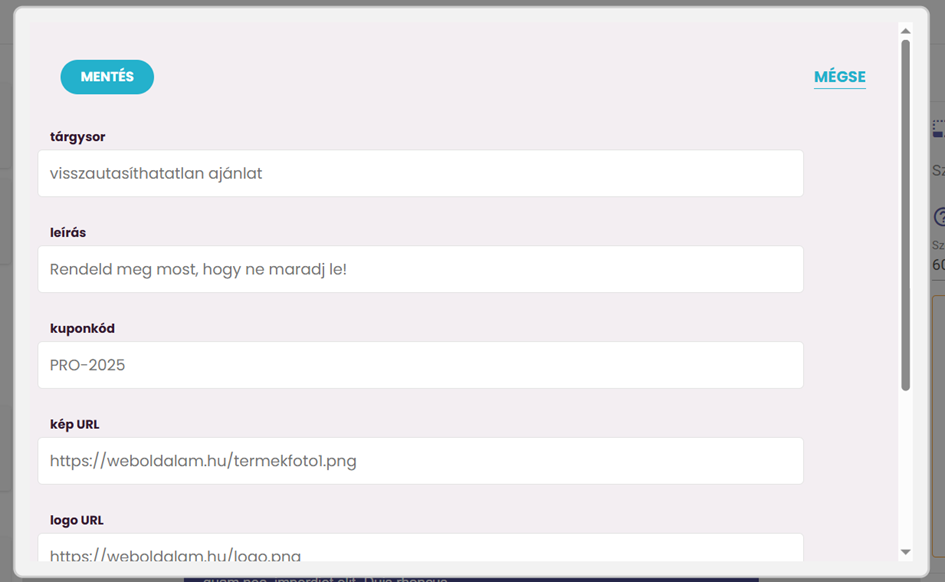 Listamester - Útmutató - Reszponzív levélszerkesztő - Gmail annotációk