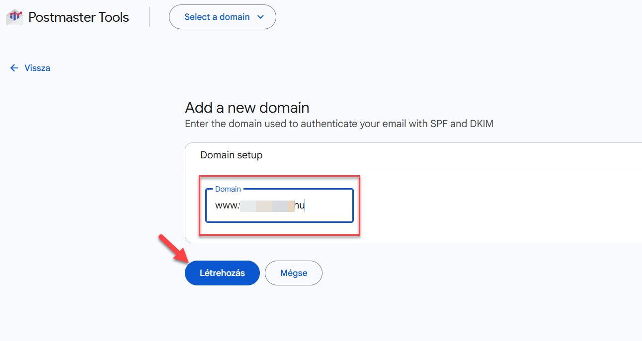 ListaMester - Útmutató - Posmaster Tools - Domain hozzáadása