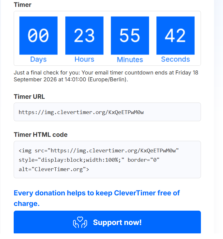 Útmutató - Visszaszámláló - CleverTimer - html kód
