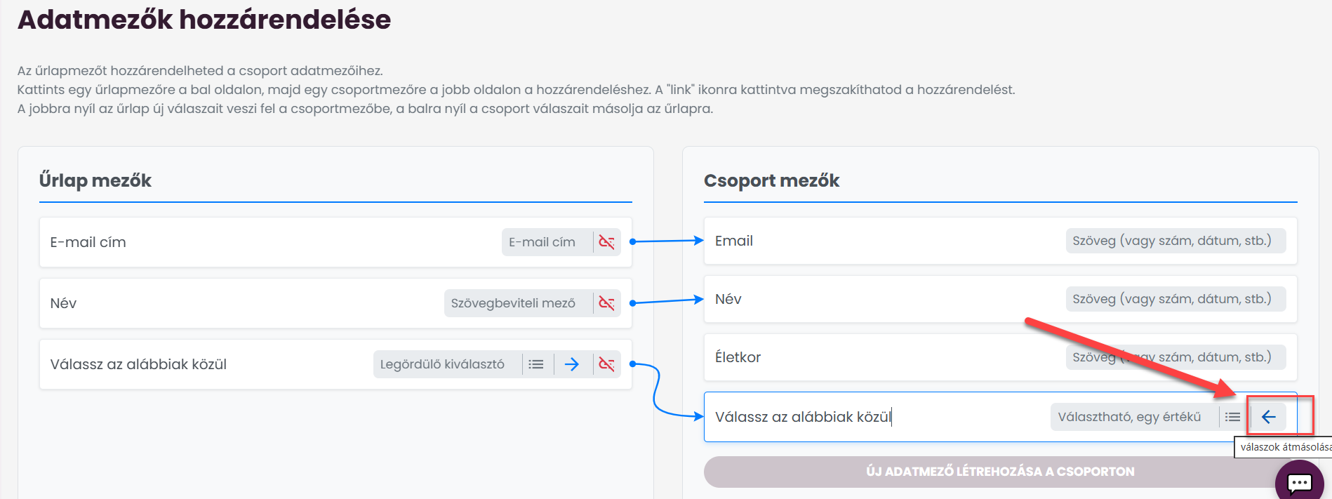 ListaMester - Útmutatók - Űrlapok - Űrlapvarázsló - Régi adatmező válaszainak átmásolása új űrlapba