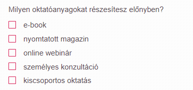 Űrlapok - Űrlapvarázsló - Adatmezők leírása - jelölőnégyzetek