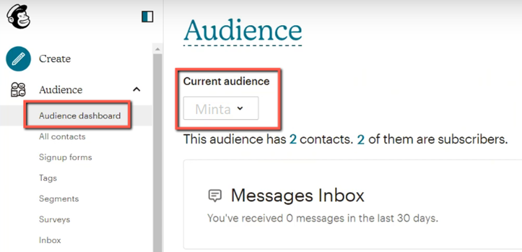 Listamester - Útmutatók - Csoporttagok - Importálás Mailchimpből - Audience dashboard - current audience