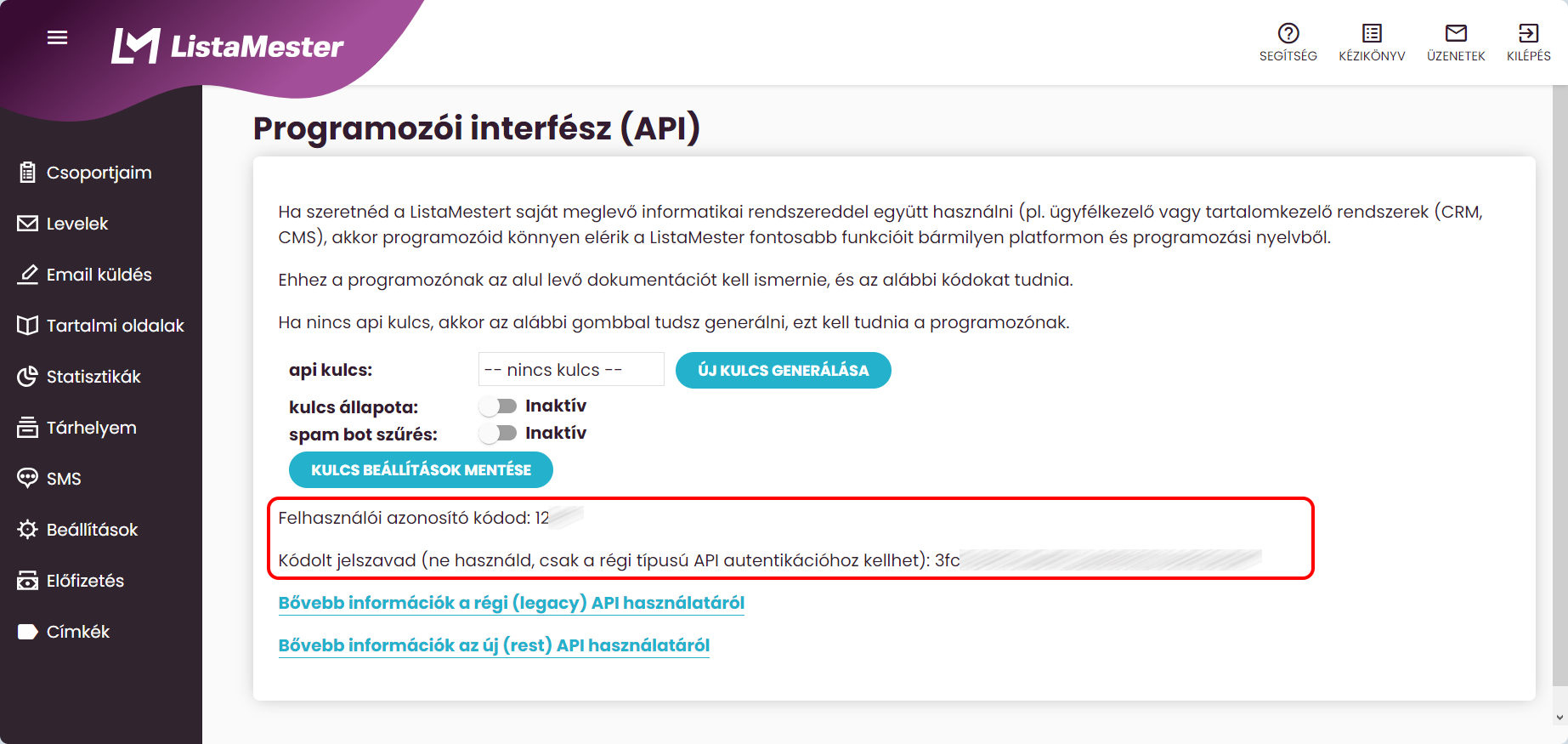 Listamester - Útmutatók - Integrációk - UNAS - Programozói interfész (API)