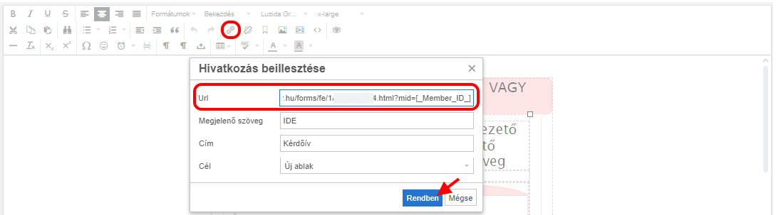 Listamester-Kézikönyv-Űrlapok - Kérdőív -link módosítása
