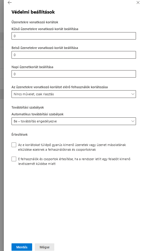 Outlook - Továbbítás engedélyezése