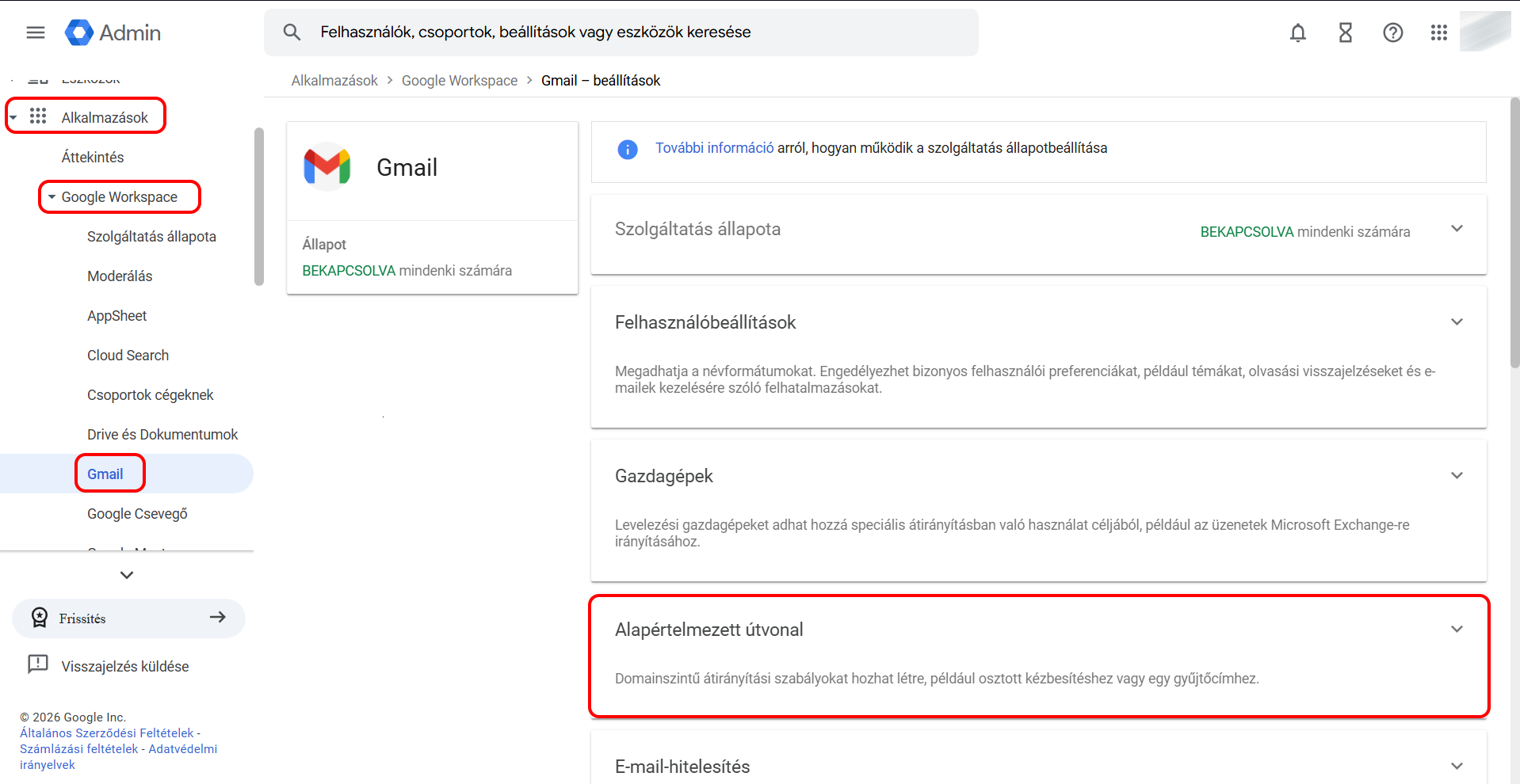 Alkalmazások (Apps) - Google Workspace - Gmail