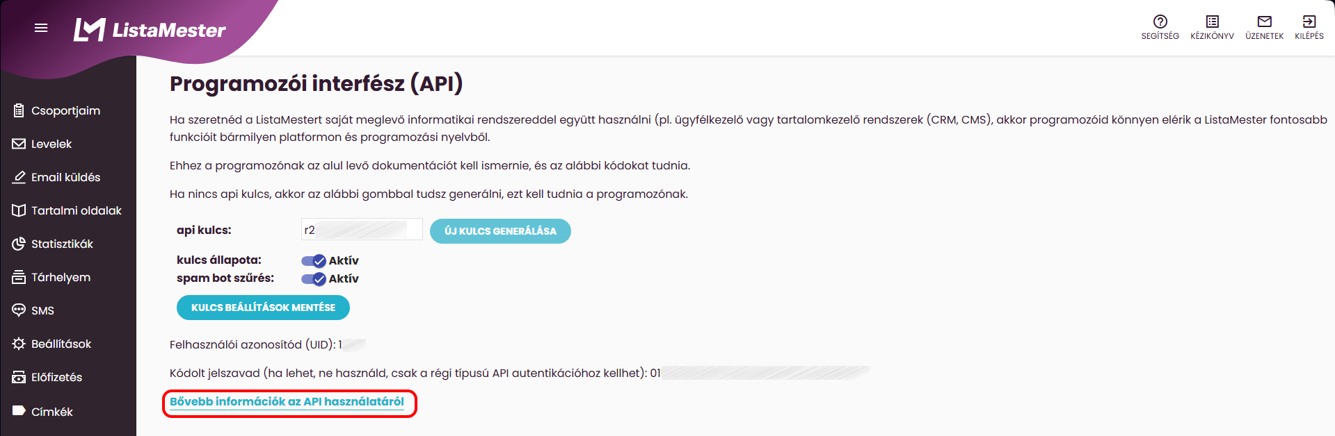 Listamester - Kézikönyv - API (programozóid interfész) (2)