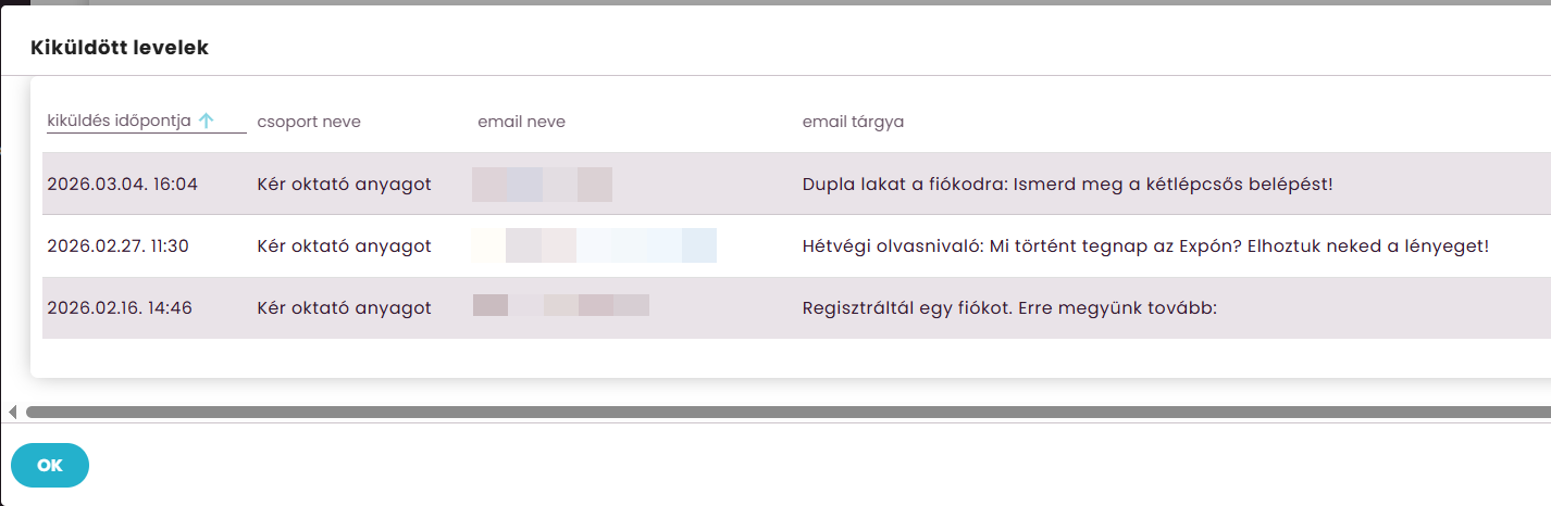 ListaMester - Útmutató - email küldési archívum