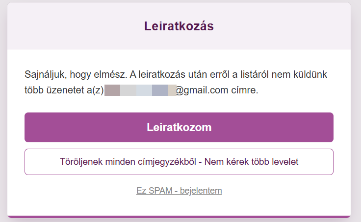 Listamester - kézikönyv - Űrlapok - Leiratkozás