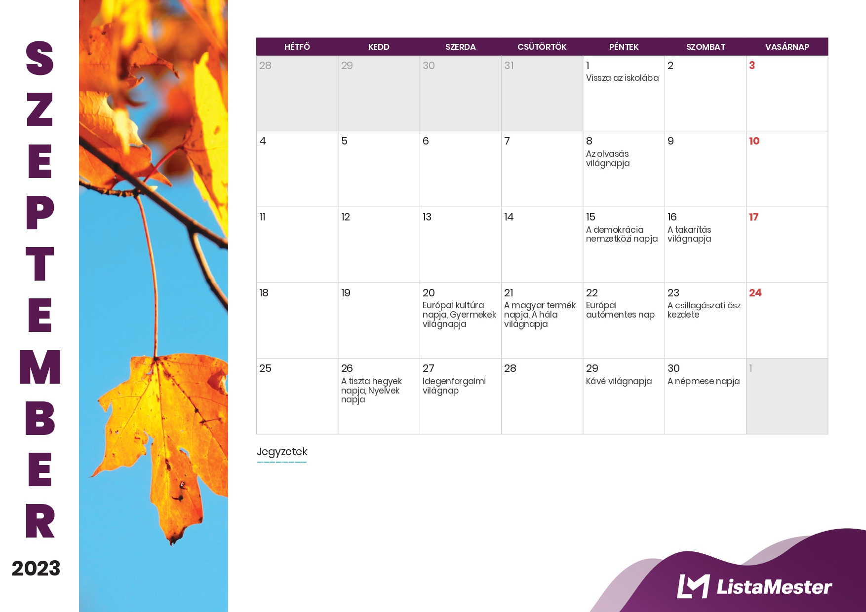 ListaMester-Blog-Jeles Napok - Szeptember