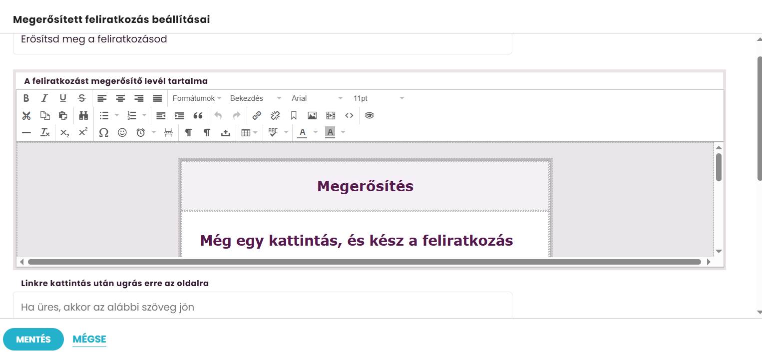 Listamester - Kézikönyv - Csoportjaim - Megerősített feliratkozás beállításai