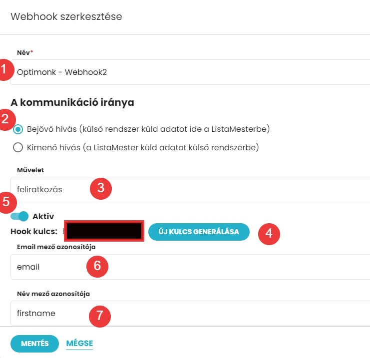 Listamester - Útmutatók - Integrációk - OptiMonk - Webhookok beállítása