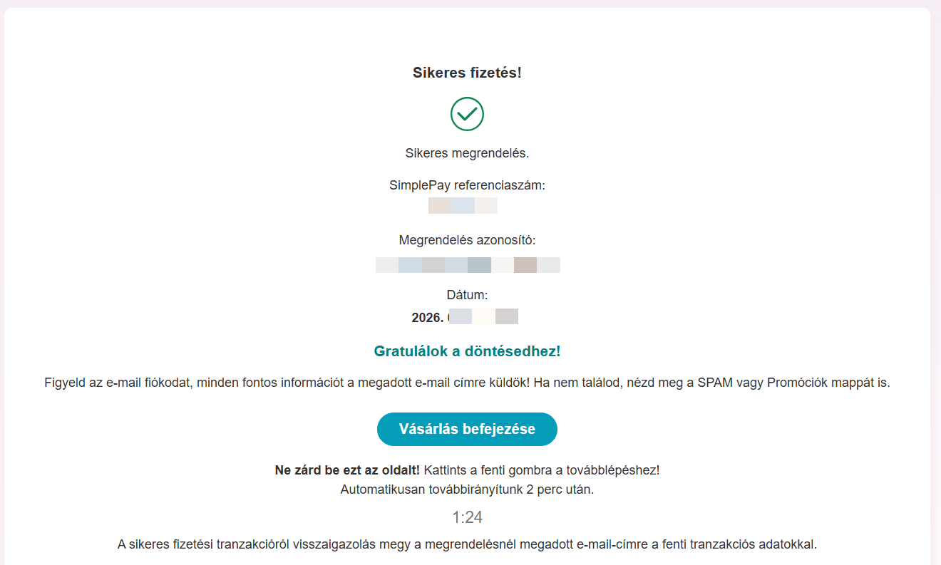 ListaMester - Útmutató - Beállítás - Bankkártyás fizetés - Sikeres fizetés után