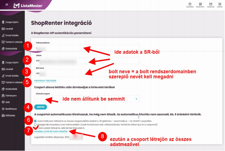 Shoprenter - Shoprenter beállítása - Integrációk beállítása