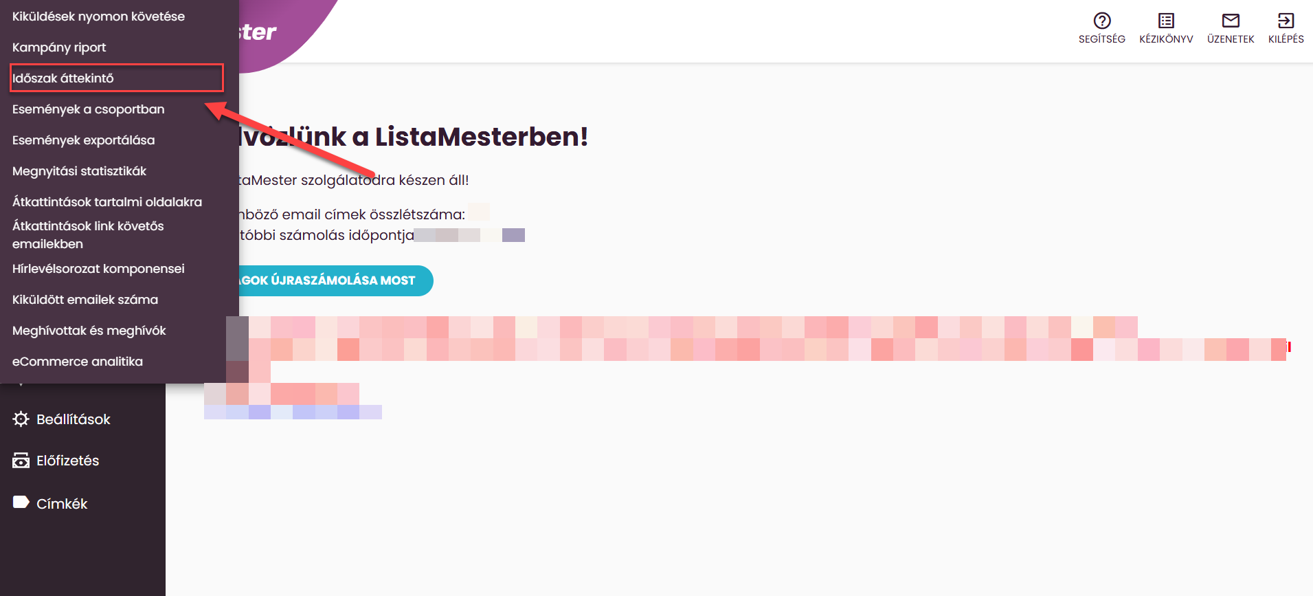 ListaMester - Útmutató - Statisztikák - Időszaki áttekintő