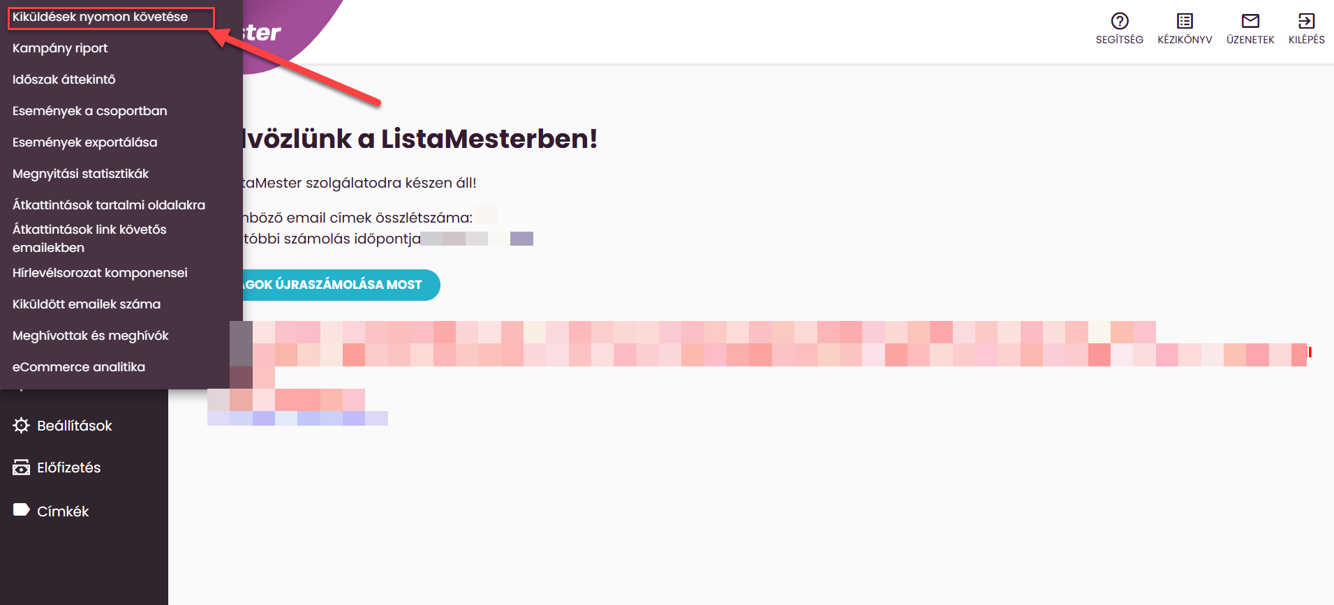 ListaMester - Útmutató - Statisztika - Kiküldések