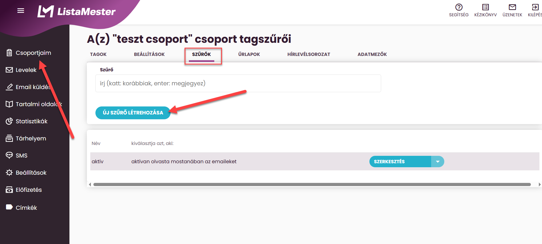 ListaMester - Útmutató – Szűrők