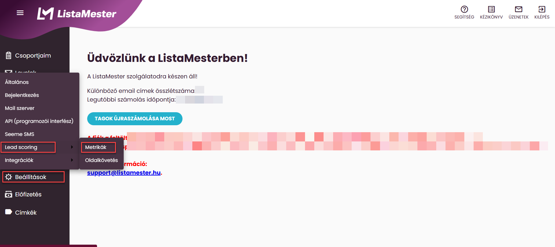 ListaMester - Útmutató - Lead scoring metrika