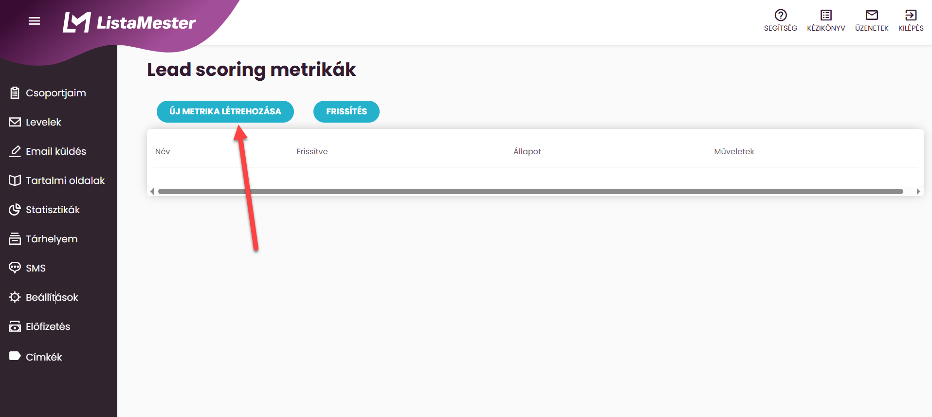 ListaMester - Útmutató - Lead scoring metrika