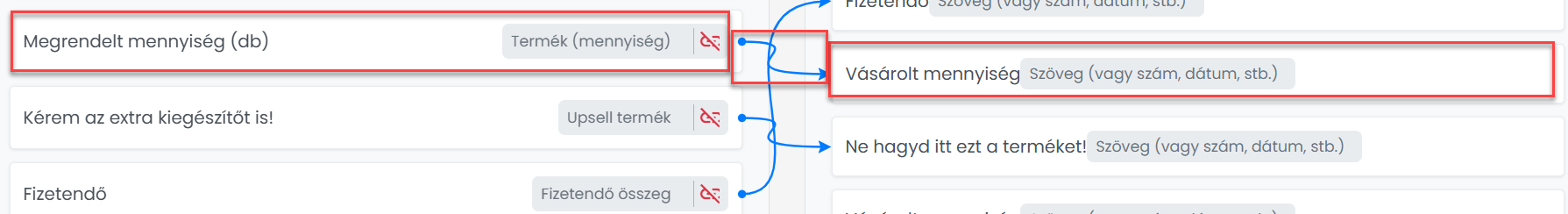ListaMester - Útmutató - Több termék egy oldalon - Adatmezők összekötése