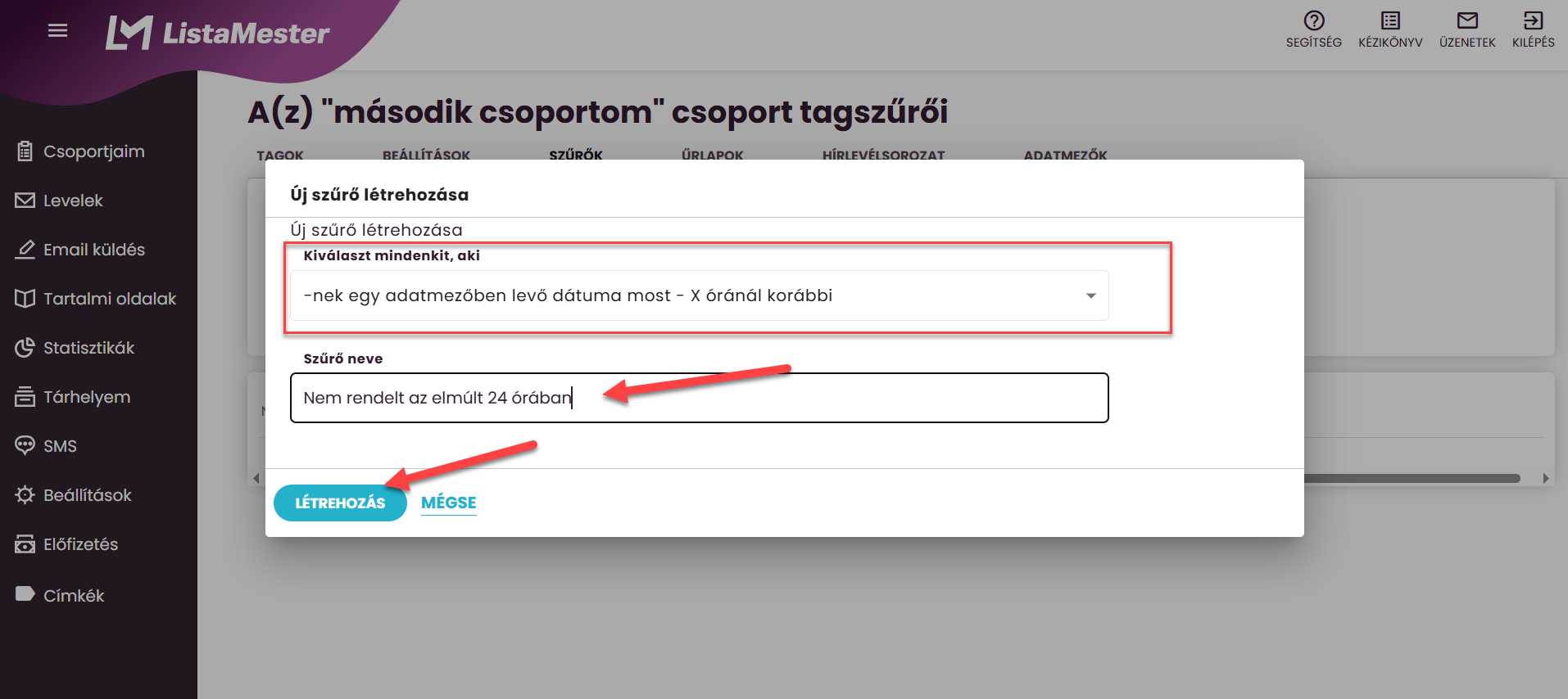 ListaMester - Útmutató - Szűrők